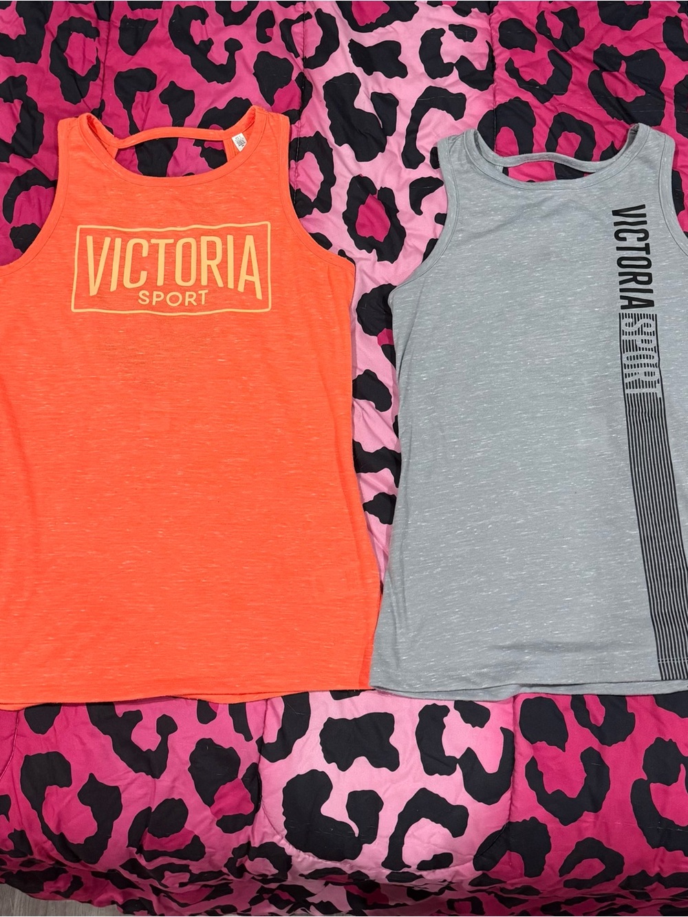 Victoria's Secret Orange & Gray Sport Tank Tops